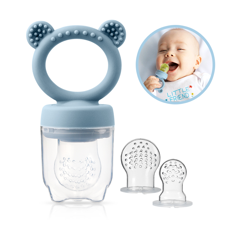 Baby Food Bites - จุกนมซิลิโคนรูปหมีสำหรับป้อนผลไม้สด - ให้อาหารอย่างสนุกสนานและดีต่อสุขภาพสำหรับเด็กทารก