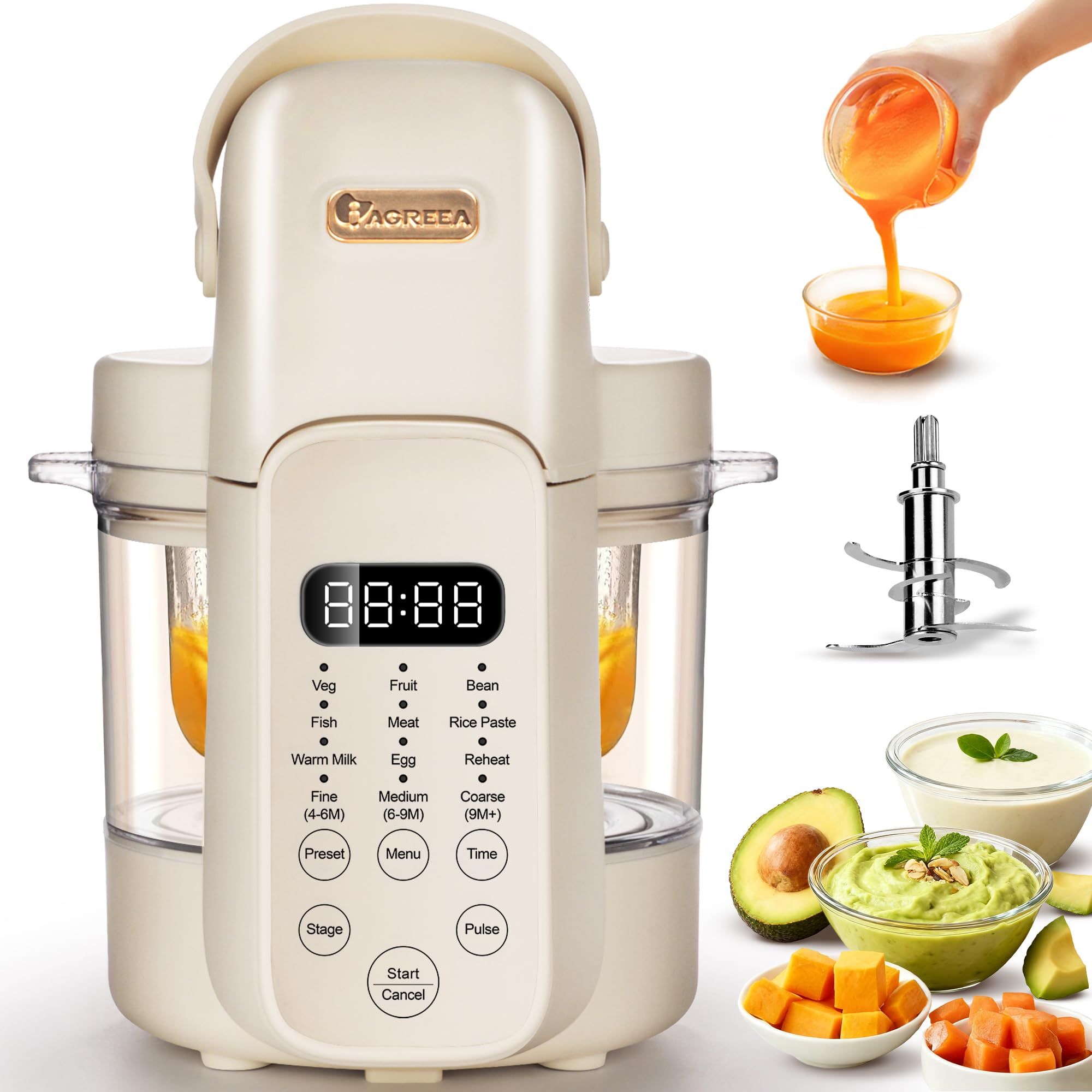 Baby Food Maker And Steamer - เครื่องทำอาหารเด็ก 9 in 1, เครื่องนึ่งและปั่นอาหารเด็กแบบอัตโนมัติพร้อมใบมีด 6