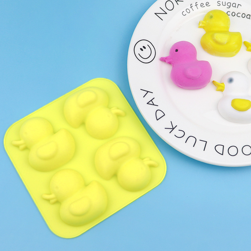 Baby Food Yellow - ขายส่ง 4 แม้เป็ดสีเหลืองเล็กๆ,แม่พิมพ์เค้กซิลิโคน DIY อาหารเสริมเด็กเครื่องมือ,Handmade พุดดิ้งเยลลี่แม่พิมพ์