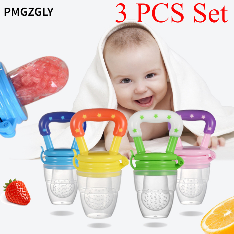 Baby Food Bites - ชุดของเล่นกัดแทะผลไม้และผักสำหรับเด็ก 3 ชิ้น ผลิตจากซิลิโคน ใช้เป็นอุปกรณ์ป้อนอาหารเด็ก ของขวัญคริสต์มาส