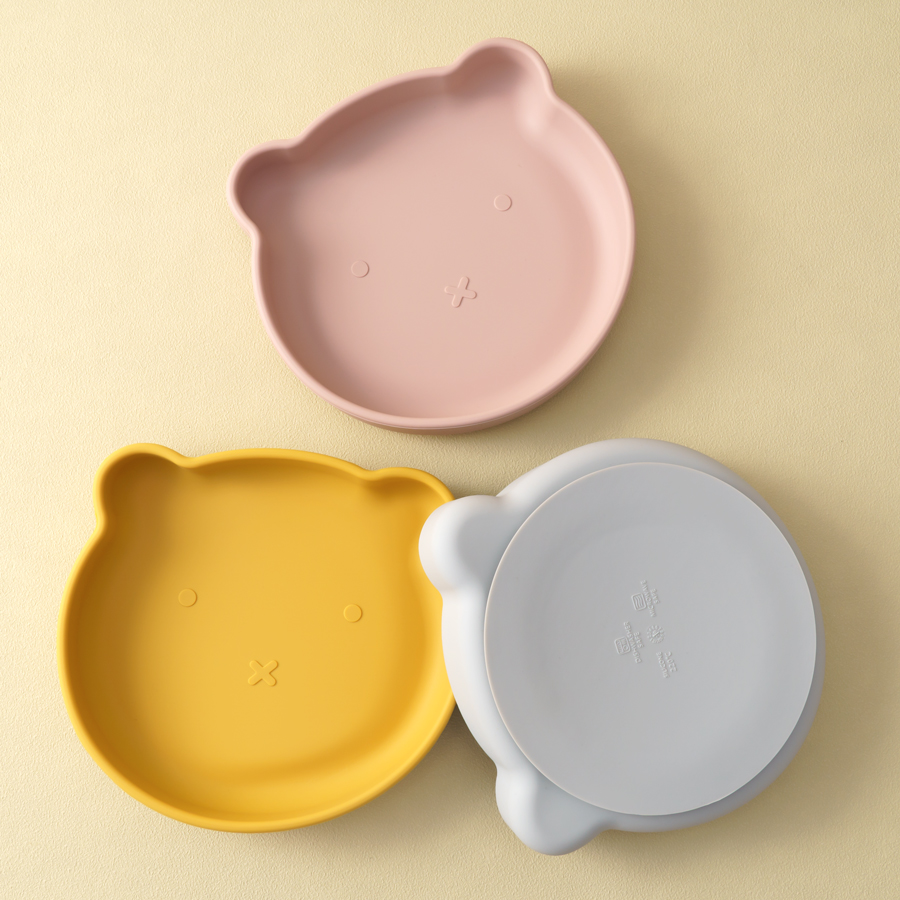 Baby Food Utensil - 1PC ซิลิโคนเด็กจานดูดรับประทานอาหารแผ่นการ์ตูนหมีรูปร่างเด็กแผ่นกินการฝึกอบรมเก็บอาหารเด็กชุดอาหารเด็ก