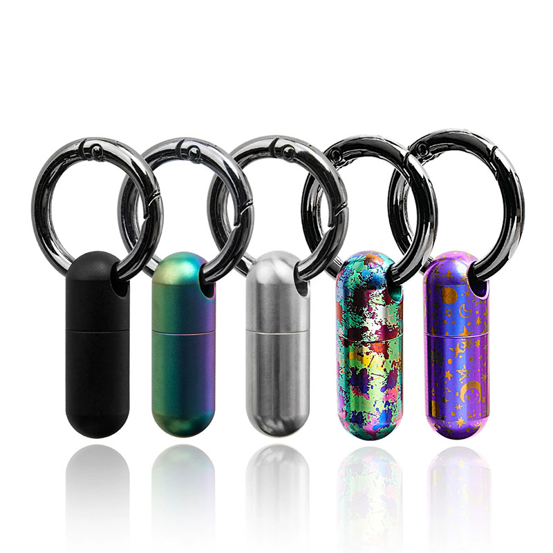 First Food Jar - Pure Titanium กล่องยากันน้ําสีแบบพกพากล่องยาขนาดเล็กปิดผนึกพวงกุญแจกันน้ํา Mini Carry-on First