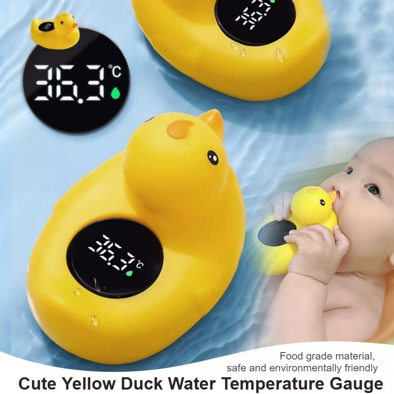 Baby Food Yellow - เครื่องวัดอุณหภูมิอ่างอาบน้ำเด็กแบบอิเล็กทรอนิกส์ความแม่นยำสูง วัสดุเกรดอาหารสำหรับใช้ในครัวเรือน รูปเป็ดน้อยน่ารัก สีเหลือง วัดอุณหภูมิน้ำ