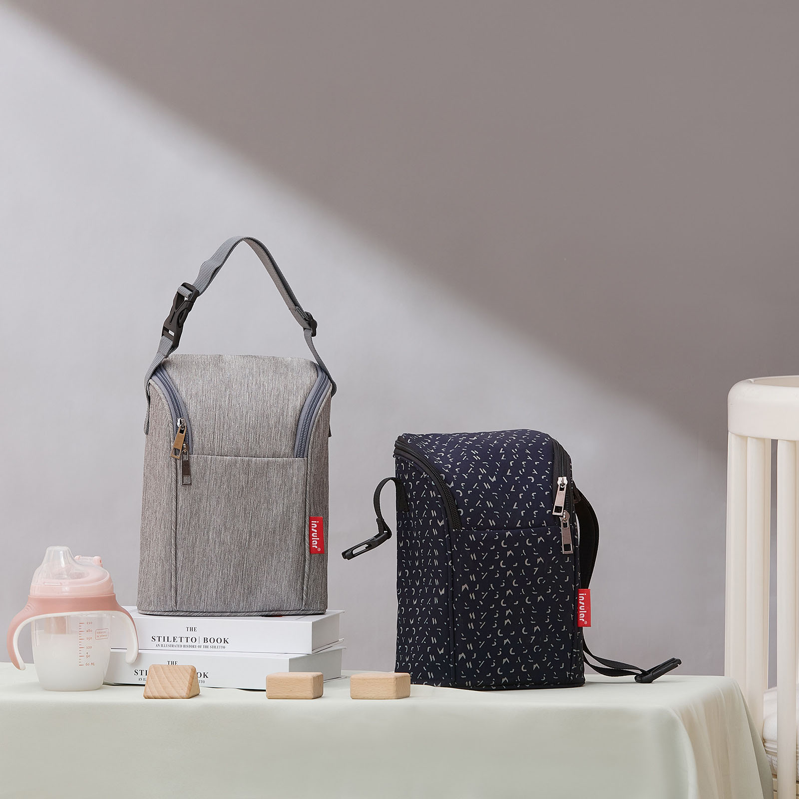 Baby Food On The Go - แผ่นรองใส่ของในกระเป๋าผ้าอ้อมเด็ก, ที่เก็บขวดนมแบบพกพาและเก็บความร้อน, ปลอกหุ้มกันน้ำสำหรับเก็บนมสำหรับป้อนนมขณะเดินทาง