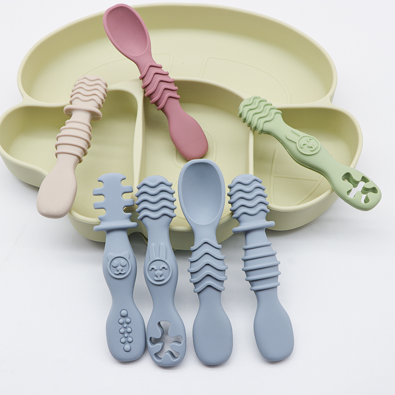 Baby Food For 7 Month Old - ชุดช้อนซิลิโคนสำหรับเด็ก 4 ชิ้น, ช้อนฝึกหัดสำหรับเด็กอายุเกิน 6 เดือน,