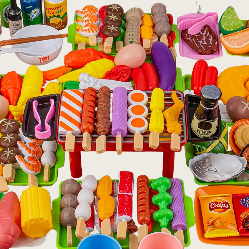Baby Food Bites - ชุดของเล่นครัวบาร์บีคิวสำหรับเด็ก ชุดทำอาหารจำลอง ของเล่นบทบาทสมมติ ของเล่นเสริมพัฒนาการ