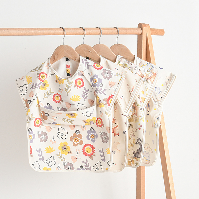 Baby Food Set - ทารกแรกเกิด Bibs เสื้อกันน้ําไม่มีแขนย้อนกลับ Dressing ทารกกินเสื้อผ้าผ้ากันเปื้อน Bib